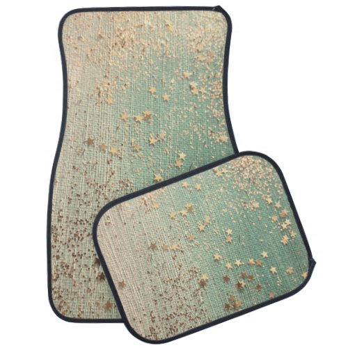 Gold Stardust on Sea Green Car Floor Mat