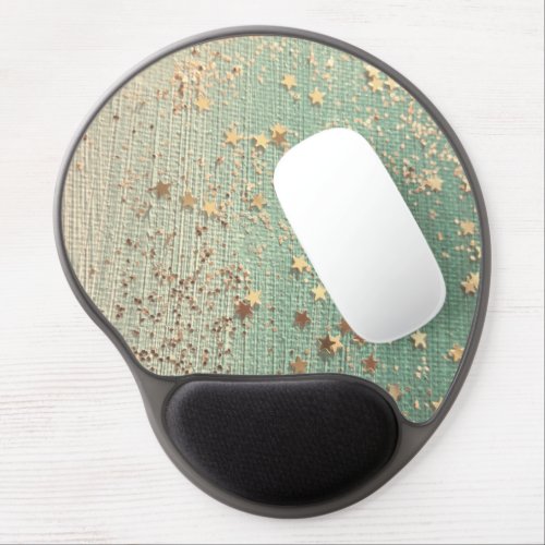Gold Stardust on Sea Green Gel Mouse Pad