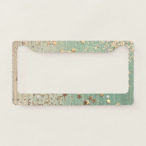 Gold Stardust on Sea Green License Plate Frame