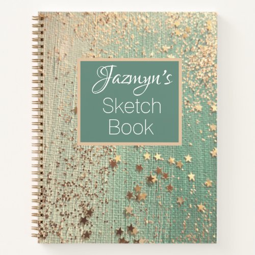 Gold Stardust on Sea Green  Notebook