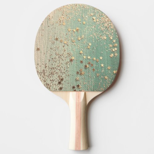 Gold Stardust on Sea Green Ping Pong Paddle