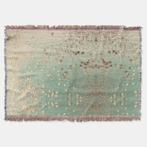 Gold Stardust on Sea Green Throw Blanket