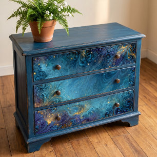 Gold Stardust Teal Nebula Swirl Tissue Paper