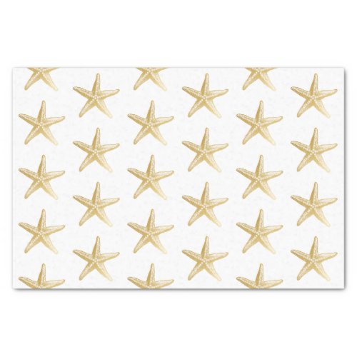 Gold Starfish Beach Coastal Theme Tissue Paper