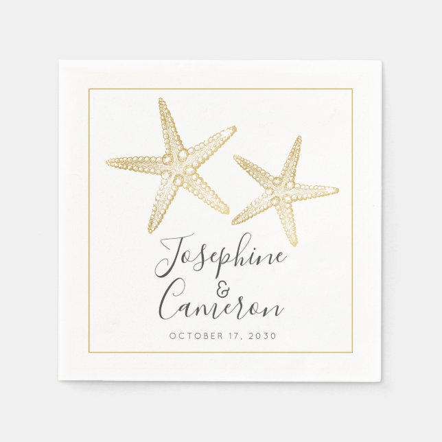 Gold Starfish Beach Napkins (Front)