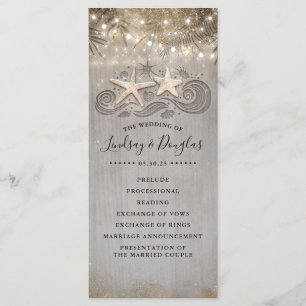Gold Starfish Couple Beach Wedding Programs