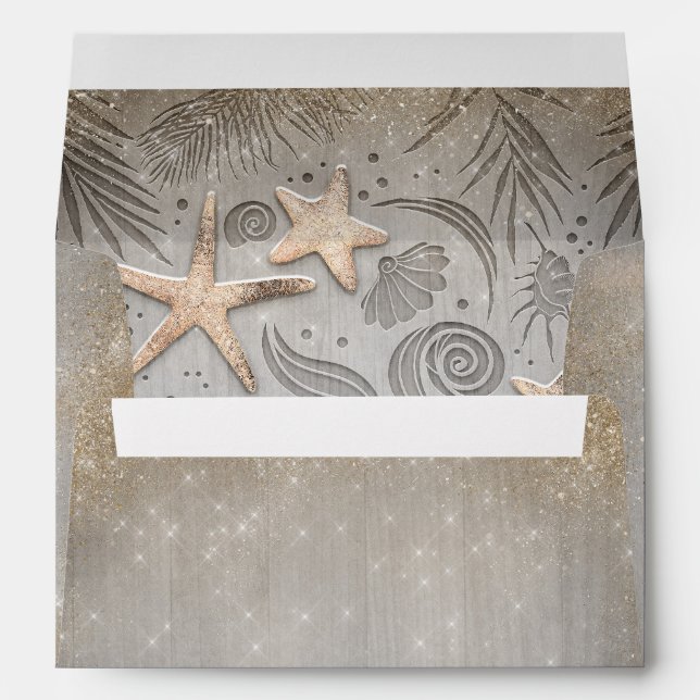 Gold Starfish Nautical Beach Inspired Rustic Envelope (Back (Bottom))