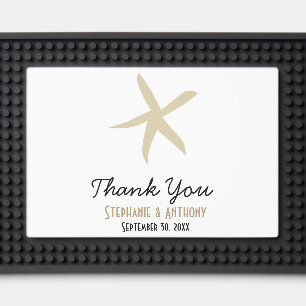 Gold Starfish Nautical Beach Wedding Thank You Bar Mat
