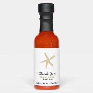 Gold Starfish Nautical Beach Wedding Thank You Hot Sauces
