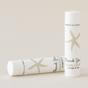 Gold Starfish Nautical Beach Wedding Thank You Lip Balm