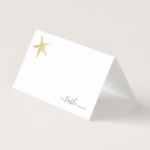 Gold Starfish Place Card with Beach Donation Poem