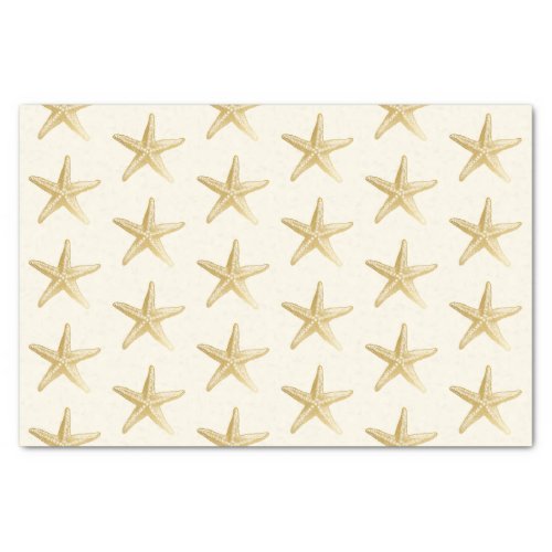 Gold Starfish Tan and Ivory Coastal Theme Tissue Paper