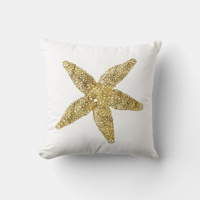 Gold Starfish Throw Pillow (Front)