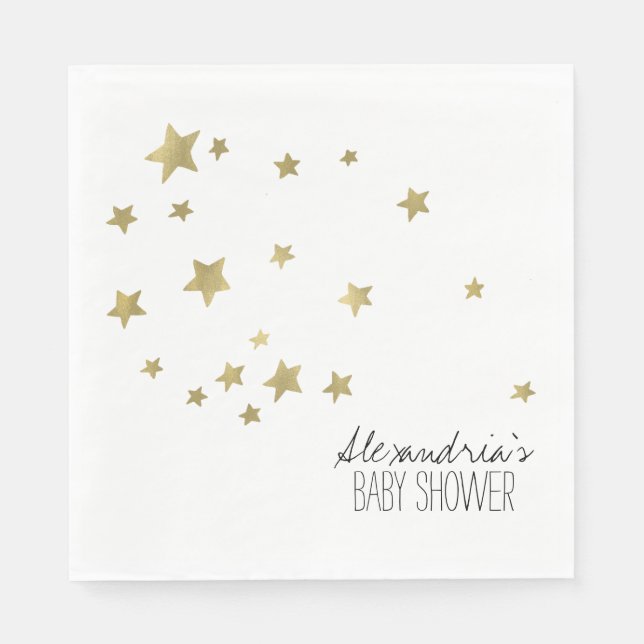 Gold Starlight Stars Personalized Napkins (Front)