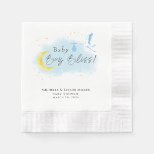 Gold Starlit Baby Boy Bliss Stork Special Delivery Napkins