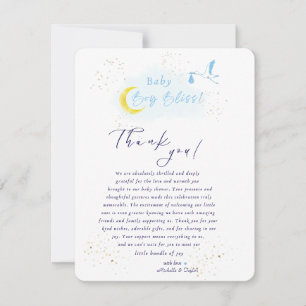 Gold Starlit Baby Boy Bliss Stork Special Delivery Thank You Card
