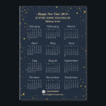 Gold Starry Night Navy Makeup Artist Mini Calendar<br><div class="desc">Whimsical Gold Starry Night Navy Blue Calendar! This design features a rich navy blue background with a faux gold stars frame. Use Customise tool to add your info. For matching items,  please,  visit my Starry Night Navy Blue Collection.</div>