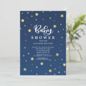 Gold Starry Night Neutral Baby Shower Invitation (Standing Front)
