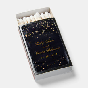 Gold Starry Night Sparkling Black & Gold Elegant Matchboxes