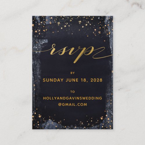 Gold Starry Night Wedding RSVP Online Mighty Card