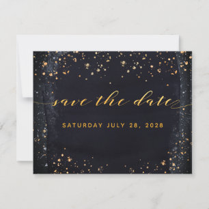Gold Starry Night Wedding Save The Date Invitation
