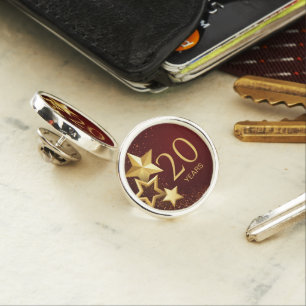 Gold Stars 20 Years Employee Service Milestone Lapel Pin