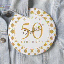 Gold Stars 50th Birthday Custom Name 