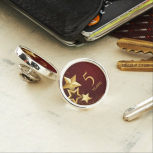 Gold Stars 5 Years Employee Service Milestone Lapel Pin