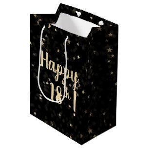 Gold Stars and Dots 18th Birthday Medium Gift Bag