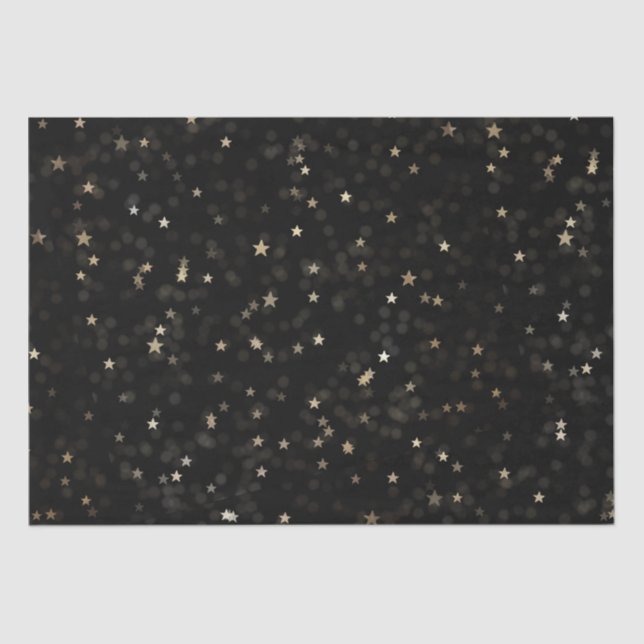 Gold Stars and Dots on Black Tissue Paper (Front)