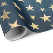Gold Stars and Moons on Blue Wrapping Paper (Roll Corner)
