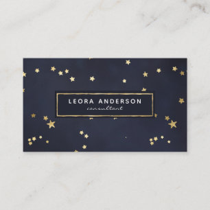 Gold Stars and Navy Blue Business Card