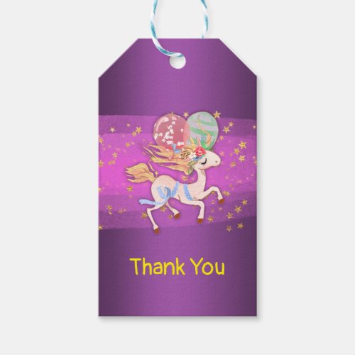 Gold Stars and Purple Unicorn Thank You Gift Tags