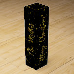 Gold Stars and Sparkles | Personalized Black Gift Wine Box