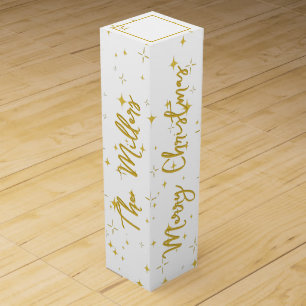 Gold Stars and Sparkles Personalized Gift Wine Box
