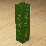 Gold Stars and Sparkles | Personalized Green Gift Wine Box