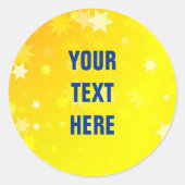 Gold Stars background with custom text Classic Round Sticker | Zazzle