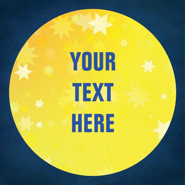 Gold Stars background with custom text Classic Round Sticker (Creator Uploaded)