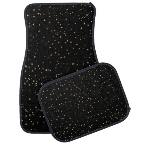 Gold Stars Black Background Car Floor Mat