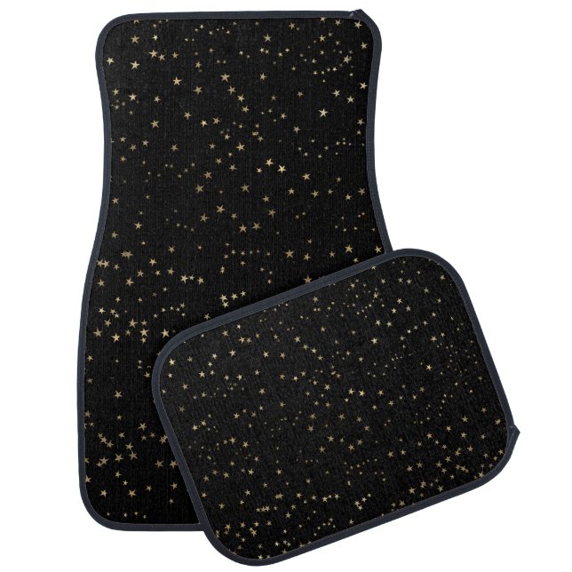 Gold Stars Black Background Car Floor Mat (Set)