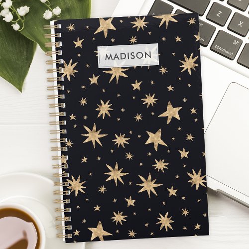 Gold Stars Black Sky Trendy Starry Planner