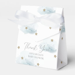 Gold Stars &amp; Blue Clouds Baby Shower Favor Boxes
