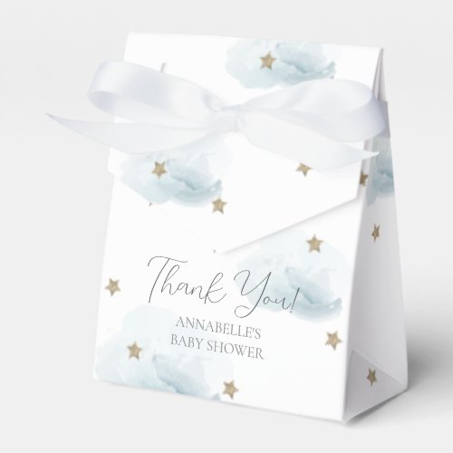 Gold Stars  Blue Clouds Baby Shower Favor Boxes