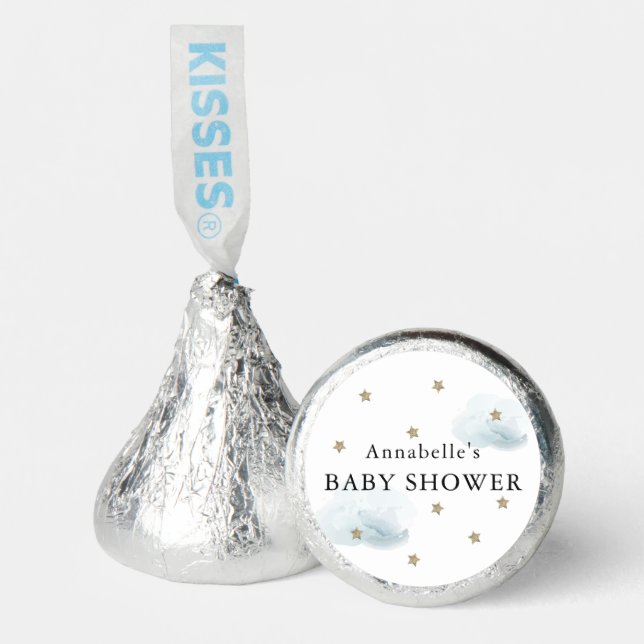 Gold Stars & Blue Clouds Baby Shower Hershey®'s Kisses® (Front)