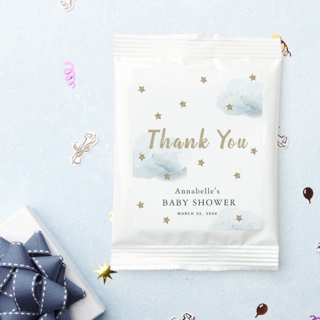 Gold Stars & Blue Clouds Baby Shower Hot Chocolate Drink Mix (Packets)