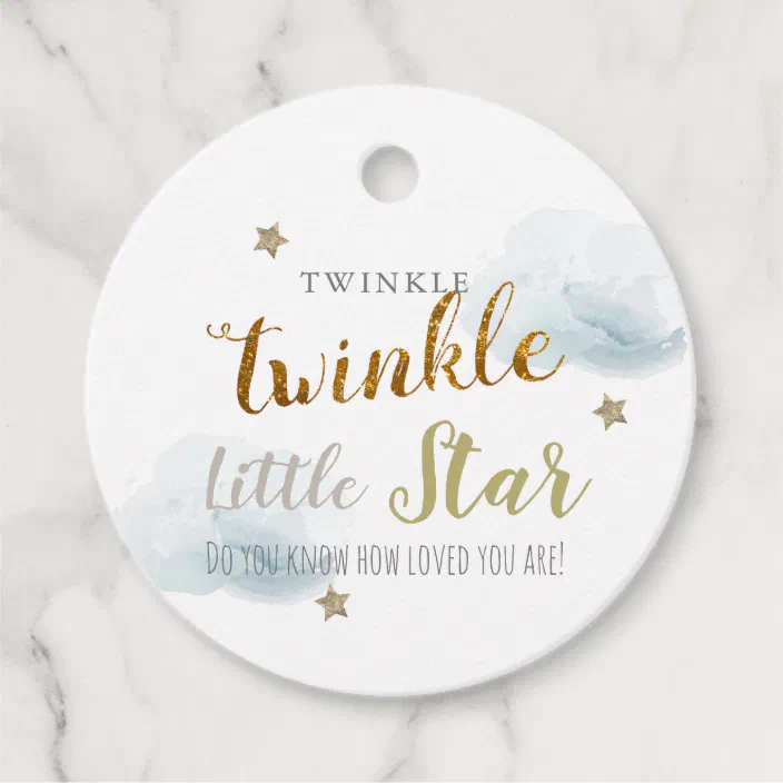 Gold Stars Blue Clouds Baby Shower Thank You Favor s Zazzle Com Gold Stars Blue Clouds Baby Shower Thank You Favor s Zazzle Com