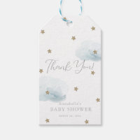 Gold Stars & Blue Clouds Baby Shower Thank You