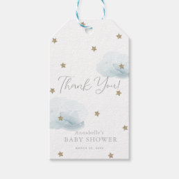 Gold Stars &amp; Blue Clouds Baby Shower Thank You Gift Tags