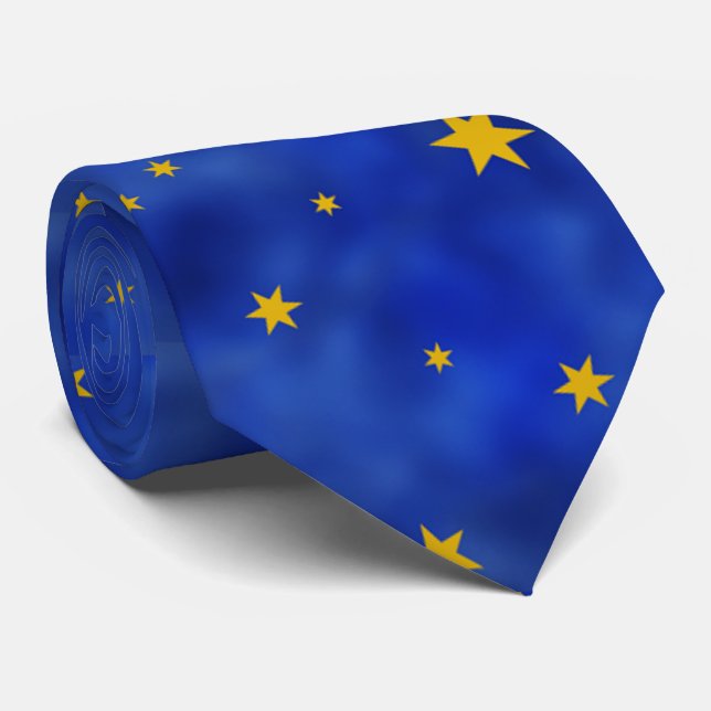 Gold Stars Blue Sky Neck Tie (Rolled)