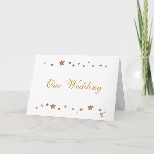 Gold Stars Border, Wedding Invitation Cards (Front)